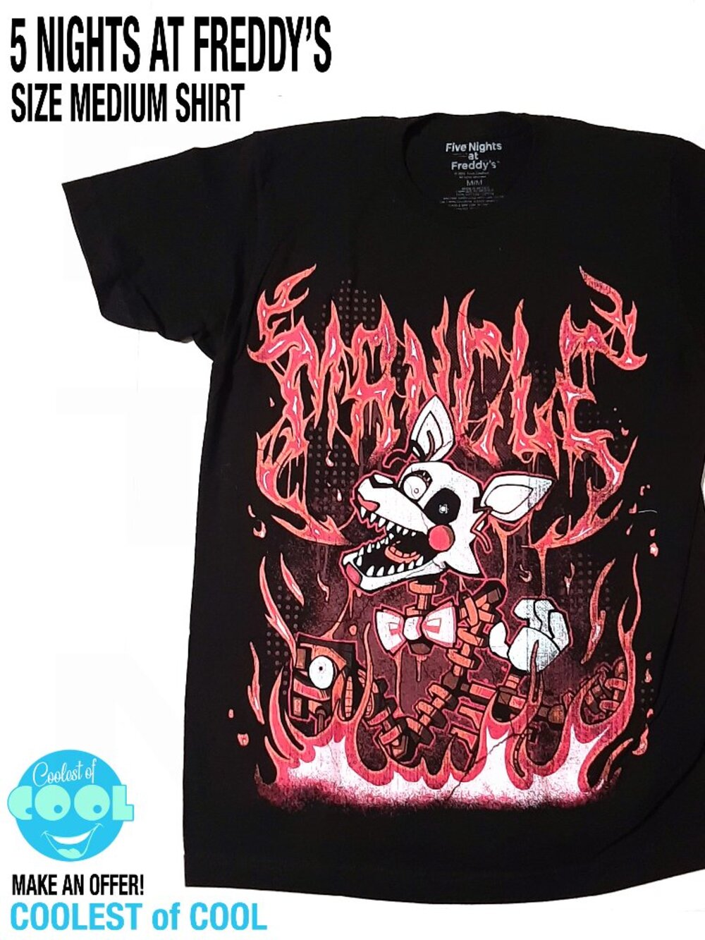 FNAF Five Nights at Freddys video game Foxy Mangle Metal t-shirt size Medium New